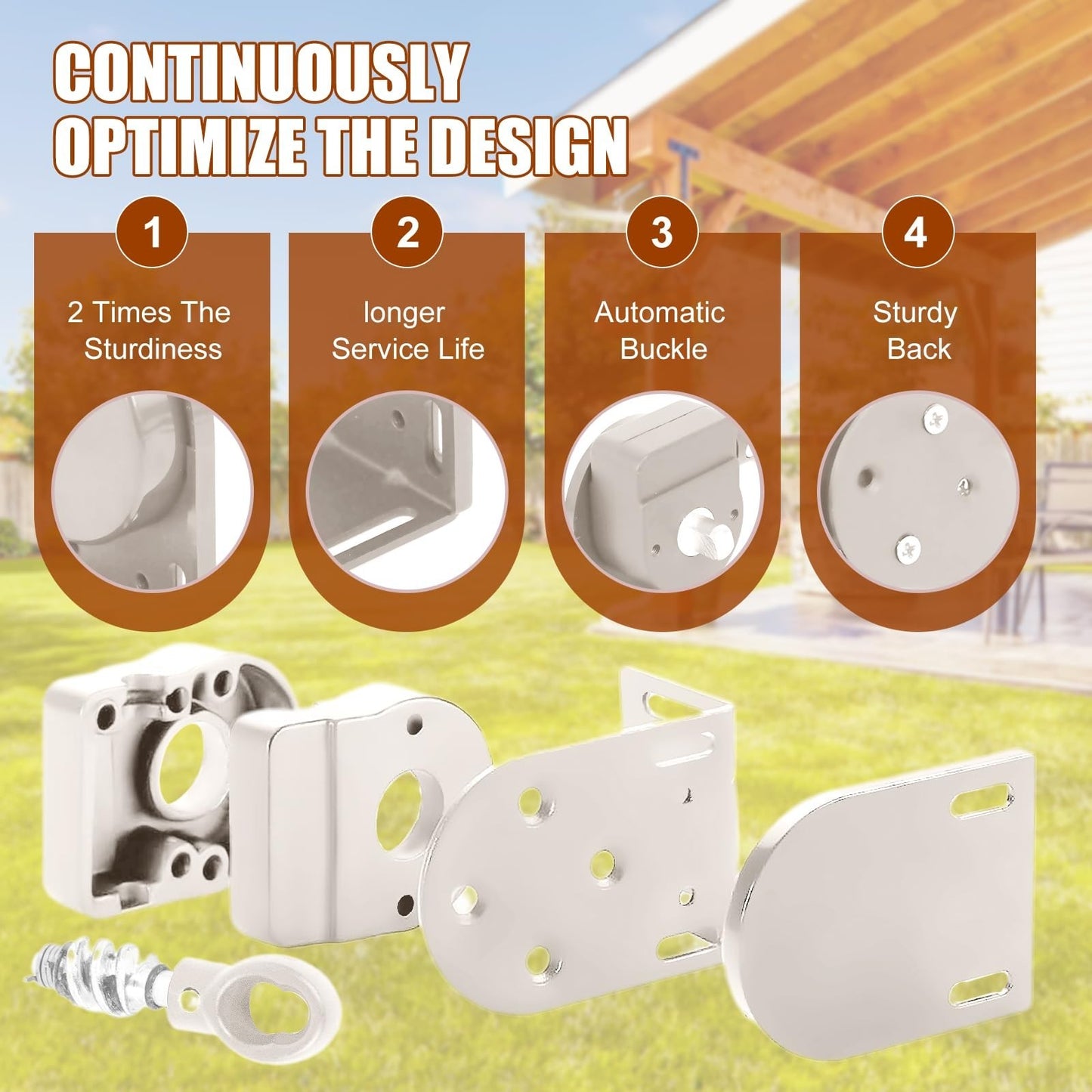 Cordless Crank Kit for Roller Blinds, Outdoor Shade Mounting Bracket, Sun Shade4