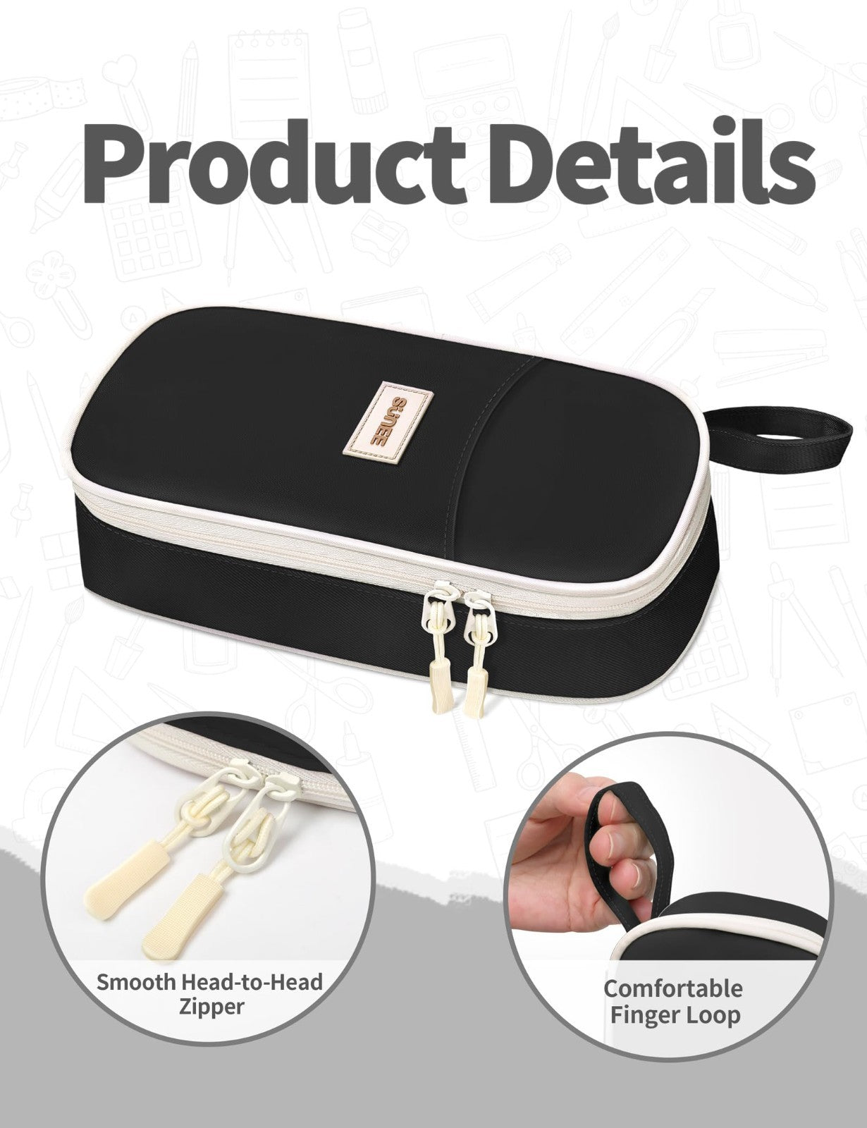 Aesthetic Pencil Case   Large Zippered Pen Pouch, Kawaii Stationery Organizer, S4