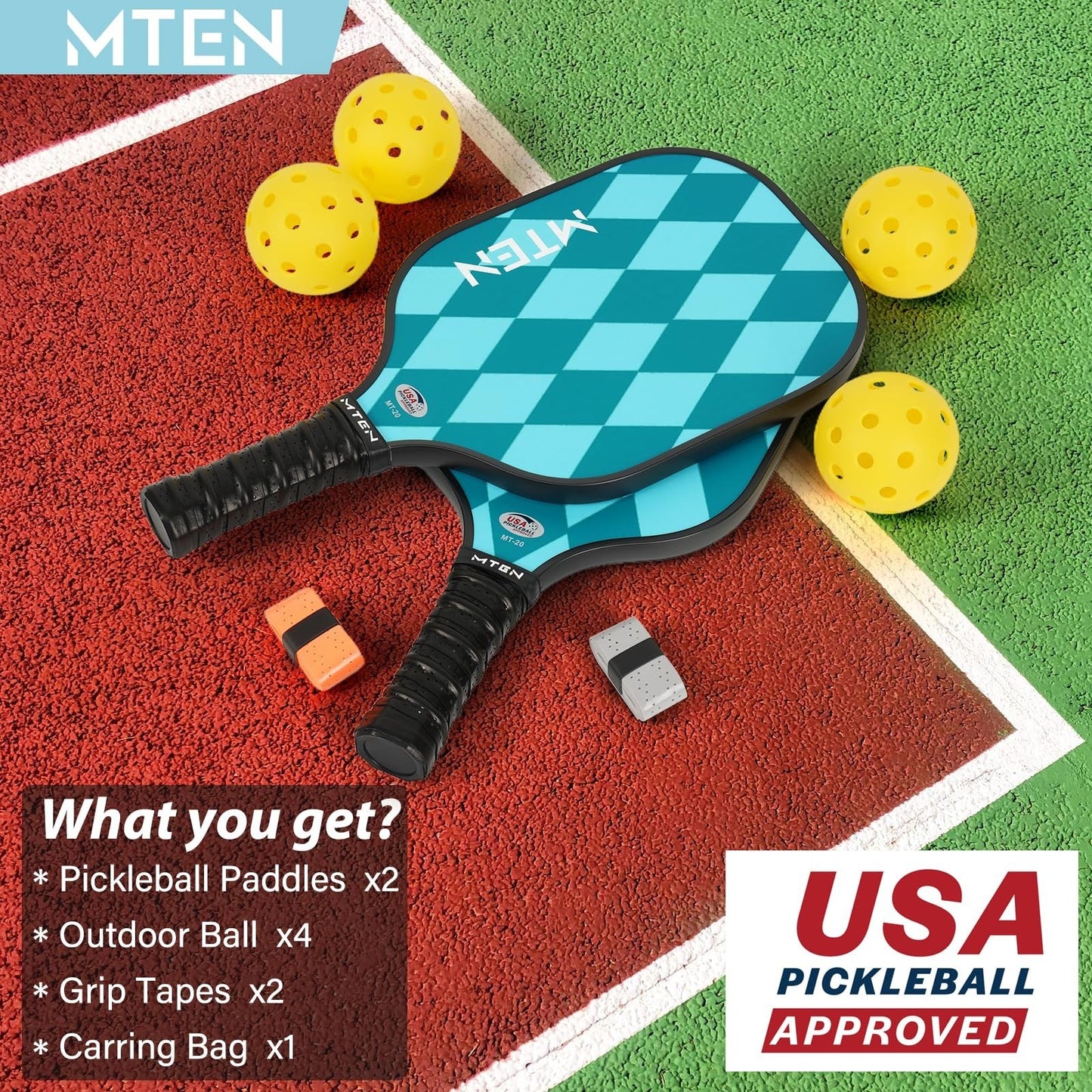 Pickleball Paddle Set of 2/4/1 - USAPA Approved, Lightweight Fiberglass Rackets5