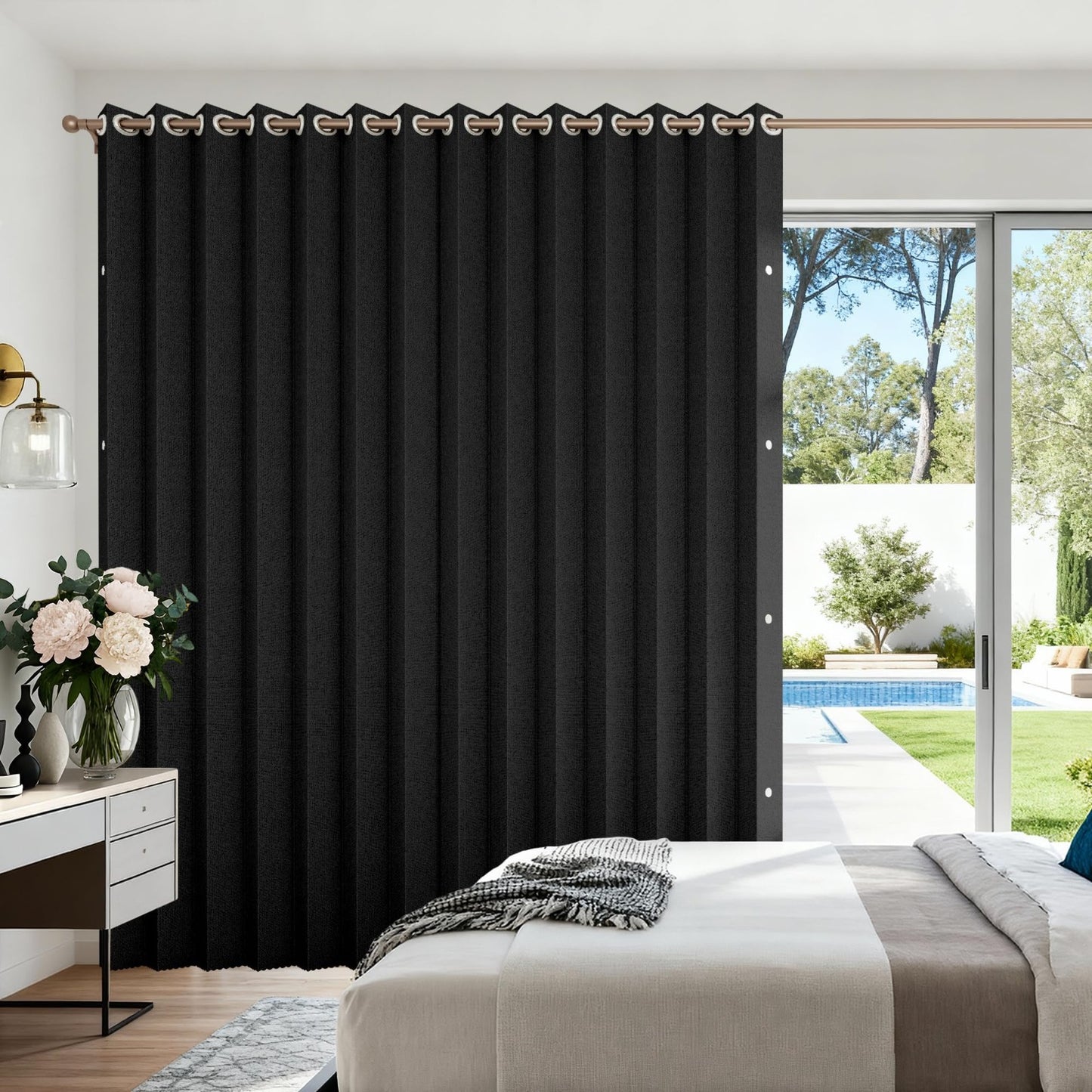 Vertical Privacy Shades   Memory Foam Pinch Pleated Drape, 78" Wide, 1 Panel, Bl1