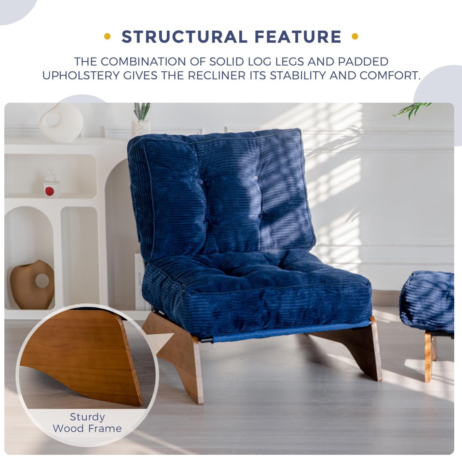 Cozy Adjustable Accent Chair with Ottoman, Tufted Upholstered Lounge Chair for L6