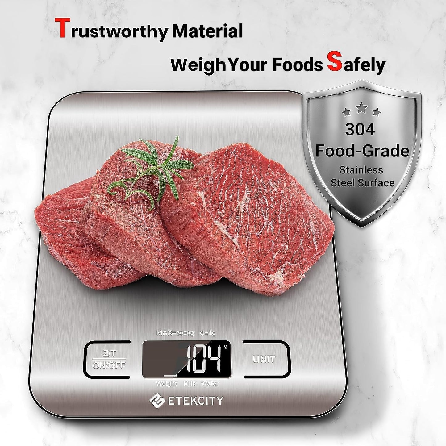 Digital Kitchen Scale   11lb Capacity, Grams/Ounces, Tare Function, Stainless St6