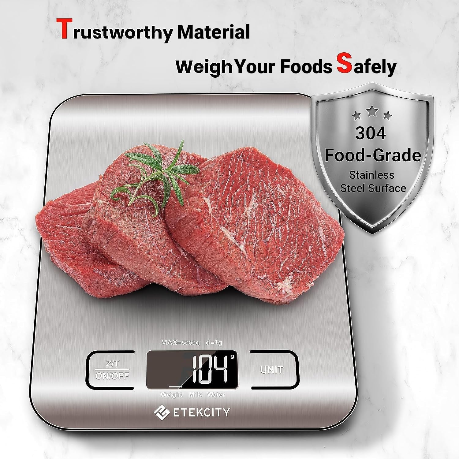 Digital Kitchen Scale   11lb Capacity, Grams/Ounces, Tare Function, Stainless St6