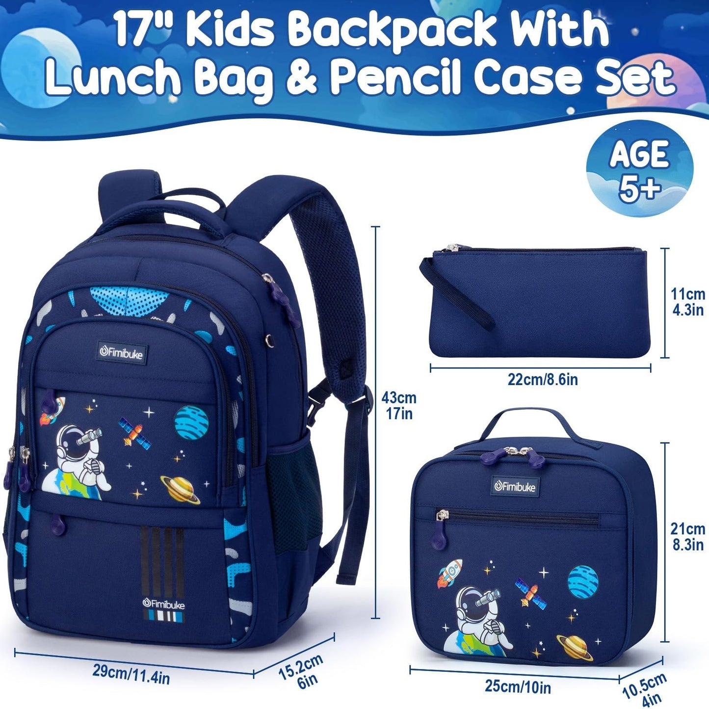 Kids Waterproof Space Backpack with Lunch Box Set   Boys School Bag, Travel Gear2
