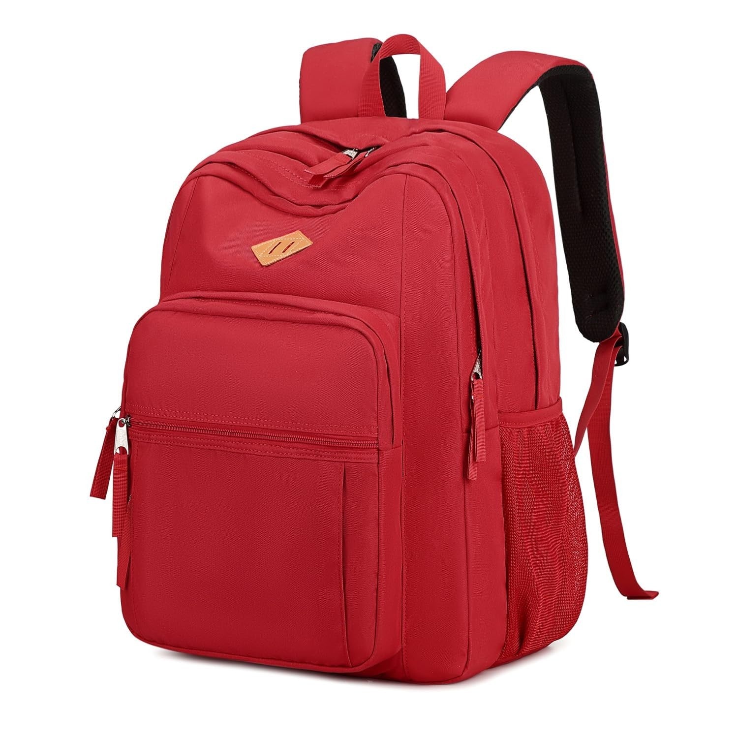 Water Resistant Large Solid Color Backpack for College, School, Travel   Red1