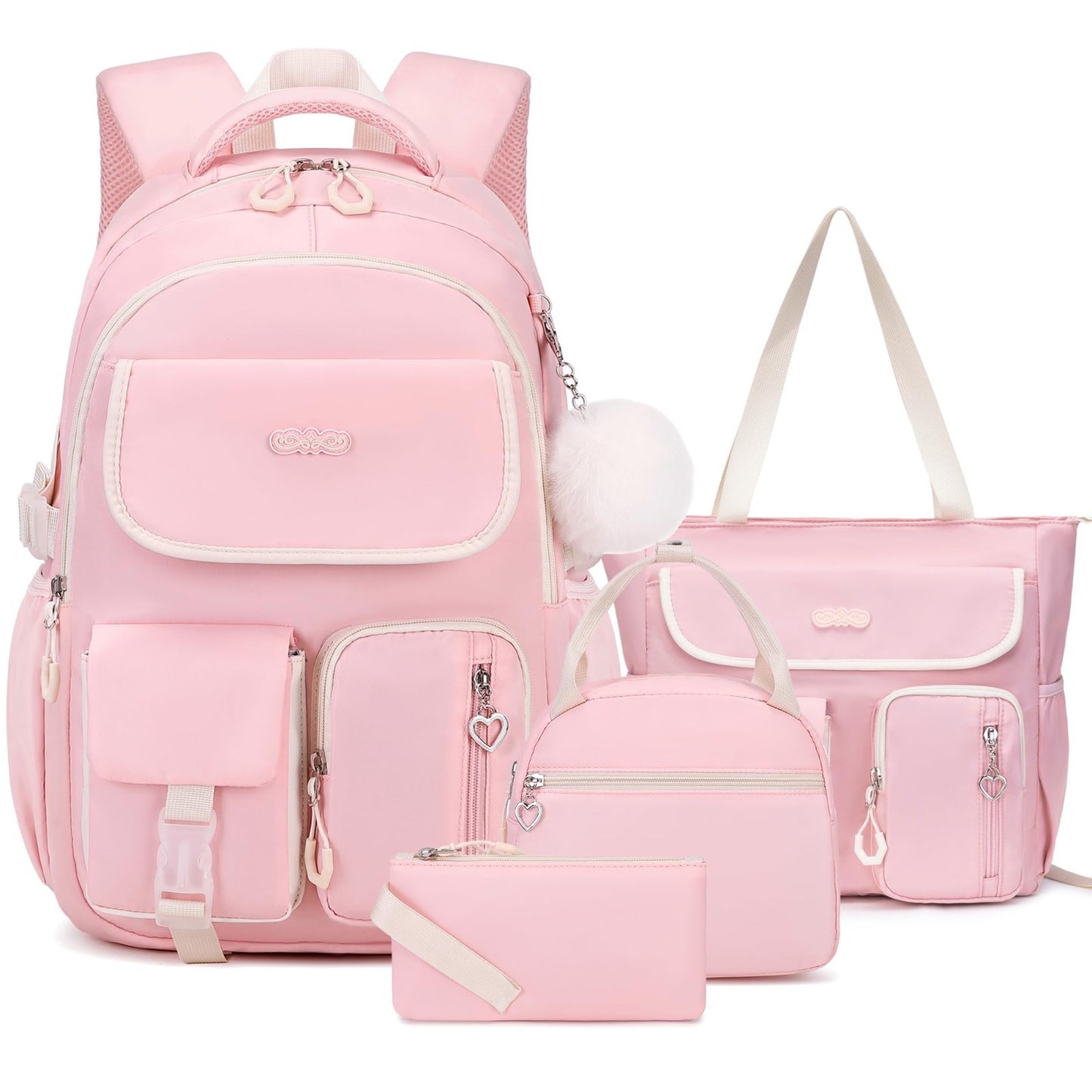 4PCS Girls Backpack Set with Tote Bag, Lunch Box & Pencil Pouch   School Supplie1