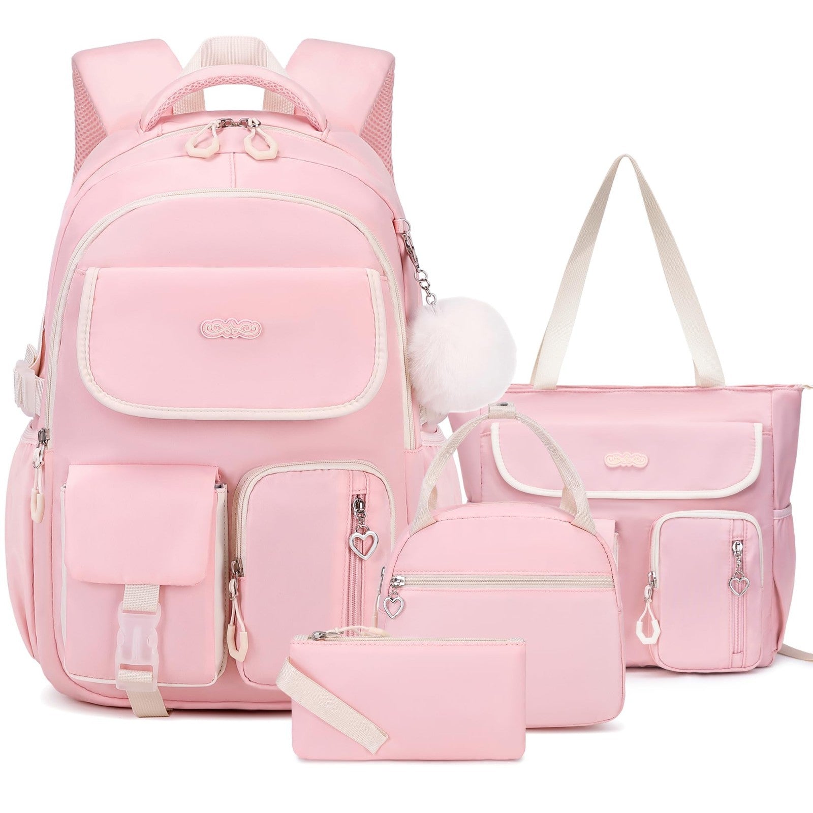 4PCS Girls Backpack Set with Tote Bag, Lunch Box & Pencil Pouch   School Supplie1