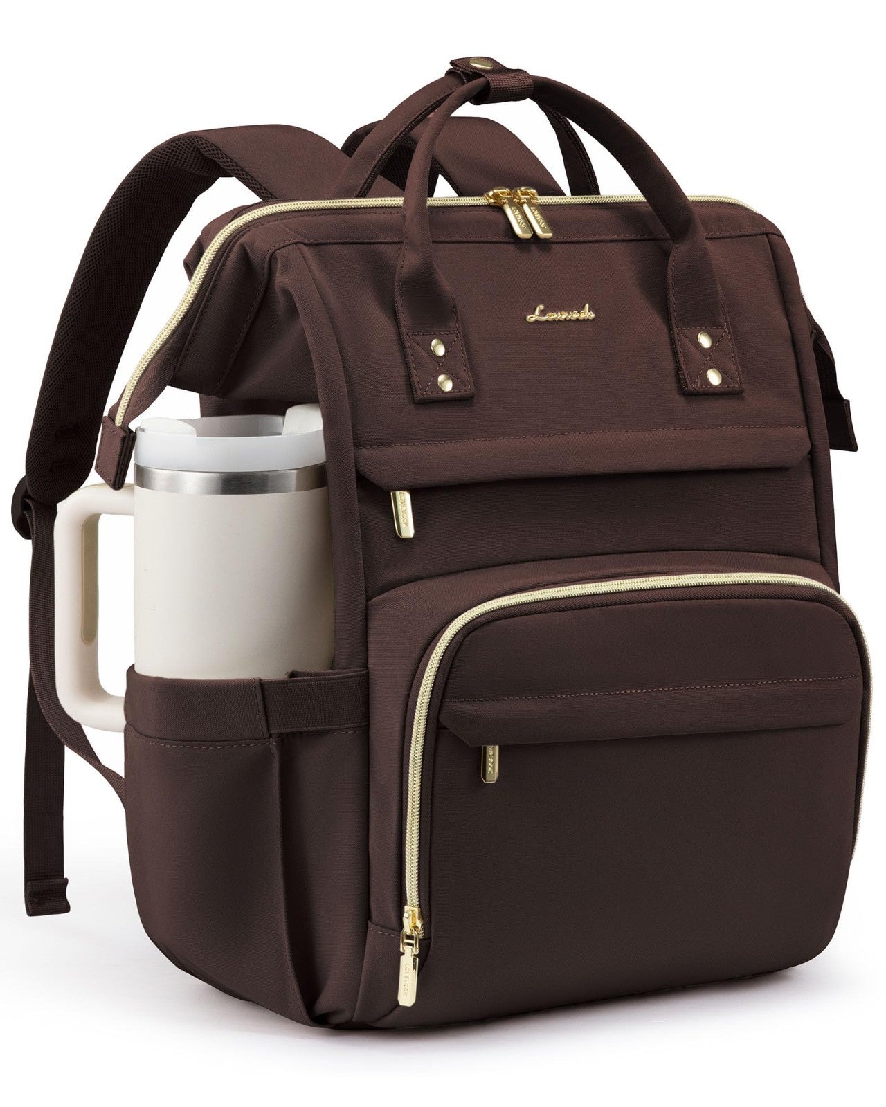 Stylish Waterproof Laptop Backpack for Women, 15.6" Travel Bag with Tumbler Hold1