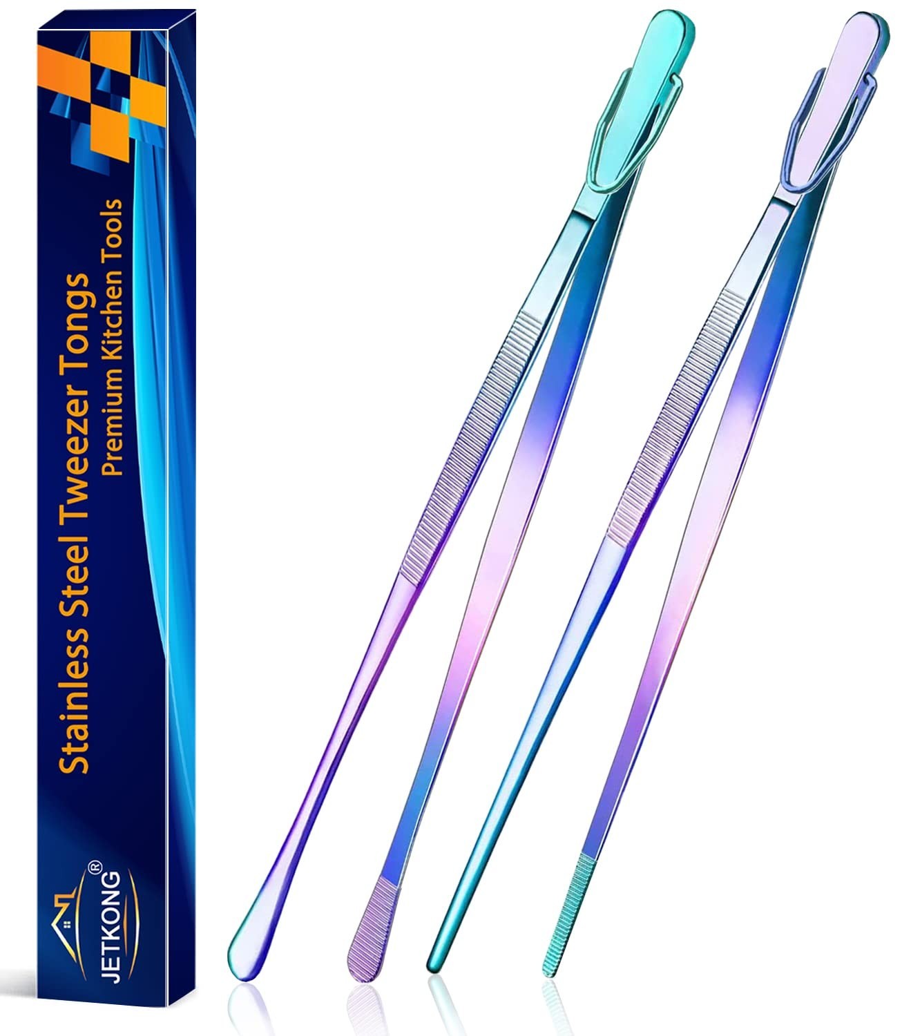 12 Inch Culinary Tweezers   2 Pcs Food Tongs Kitchen Cooking Tools (Rainbow)1