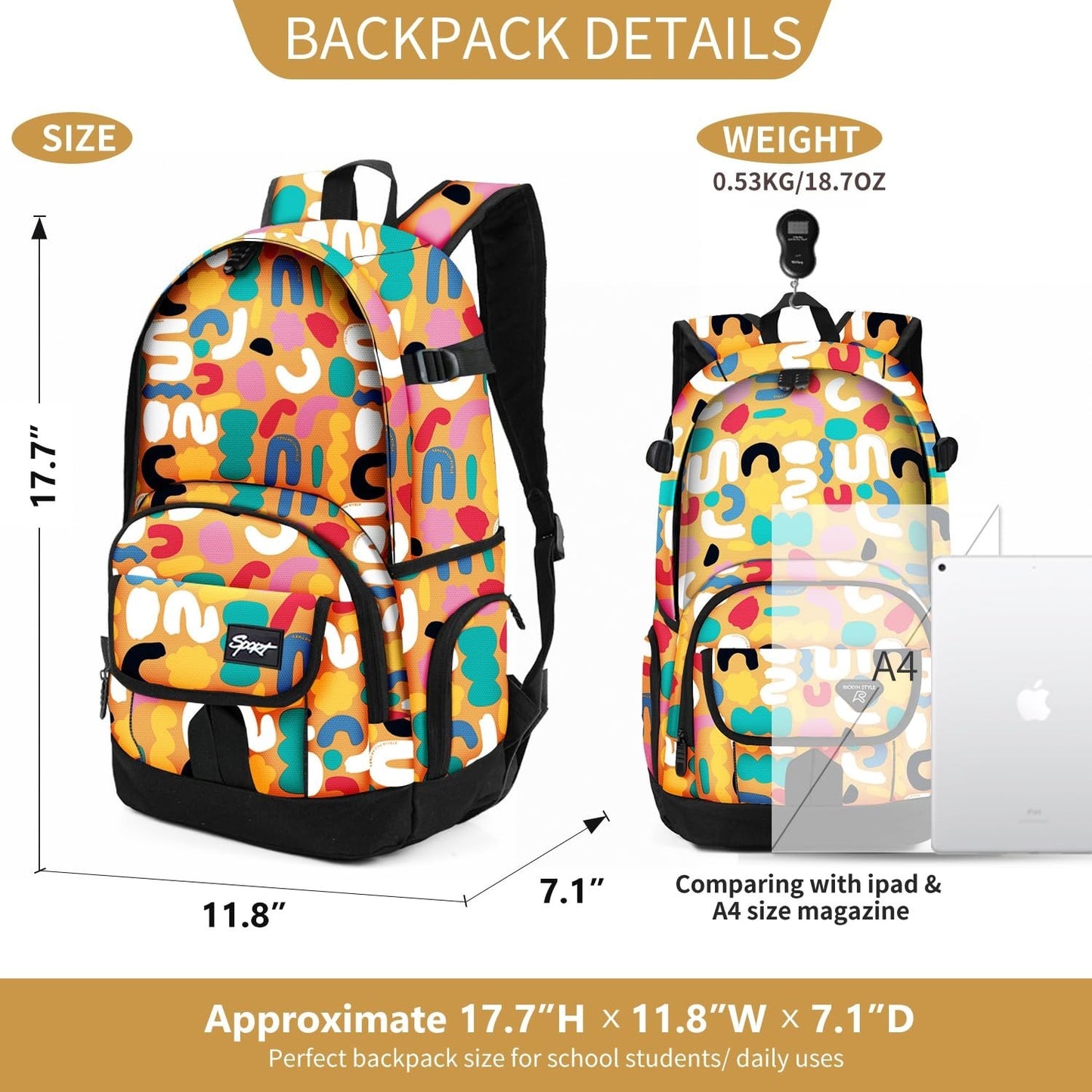 Lightweight School Backpack Travel Bag for Men & Women   College & Daily Use3