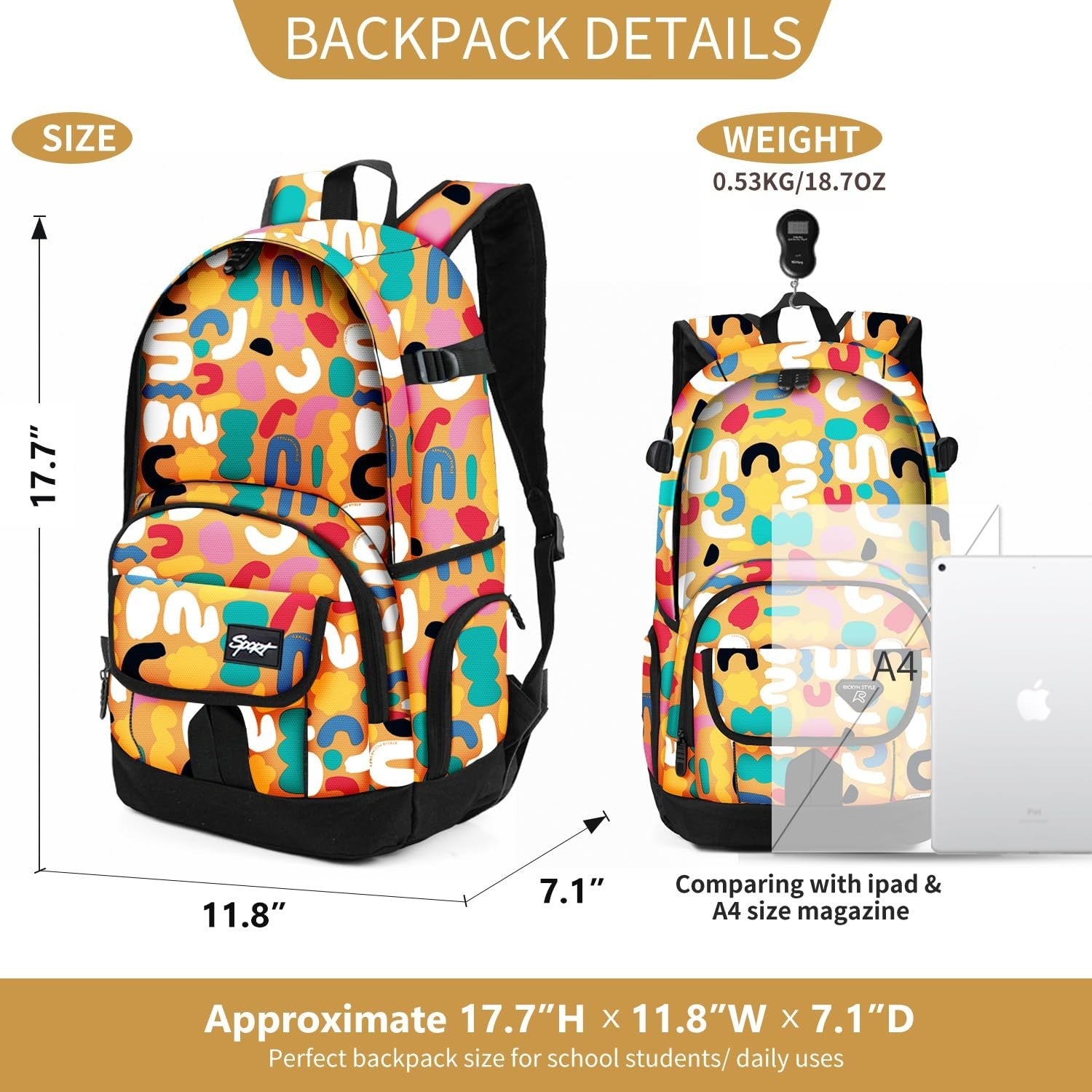 Lightweight School Backpack Travel Bag for Men & Women   College & Daily Use3