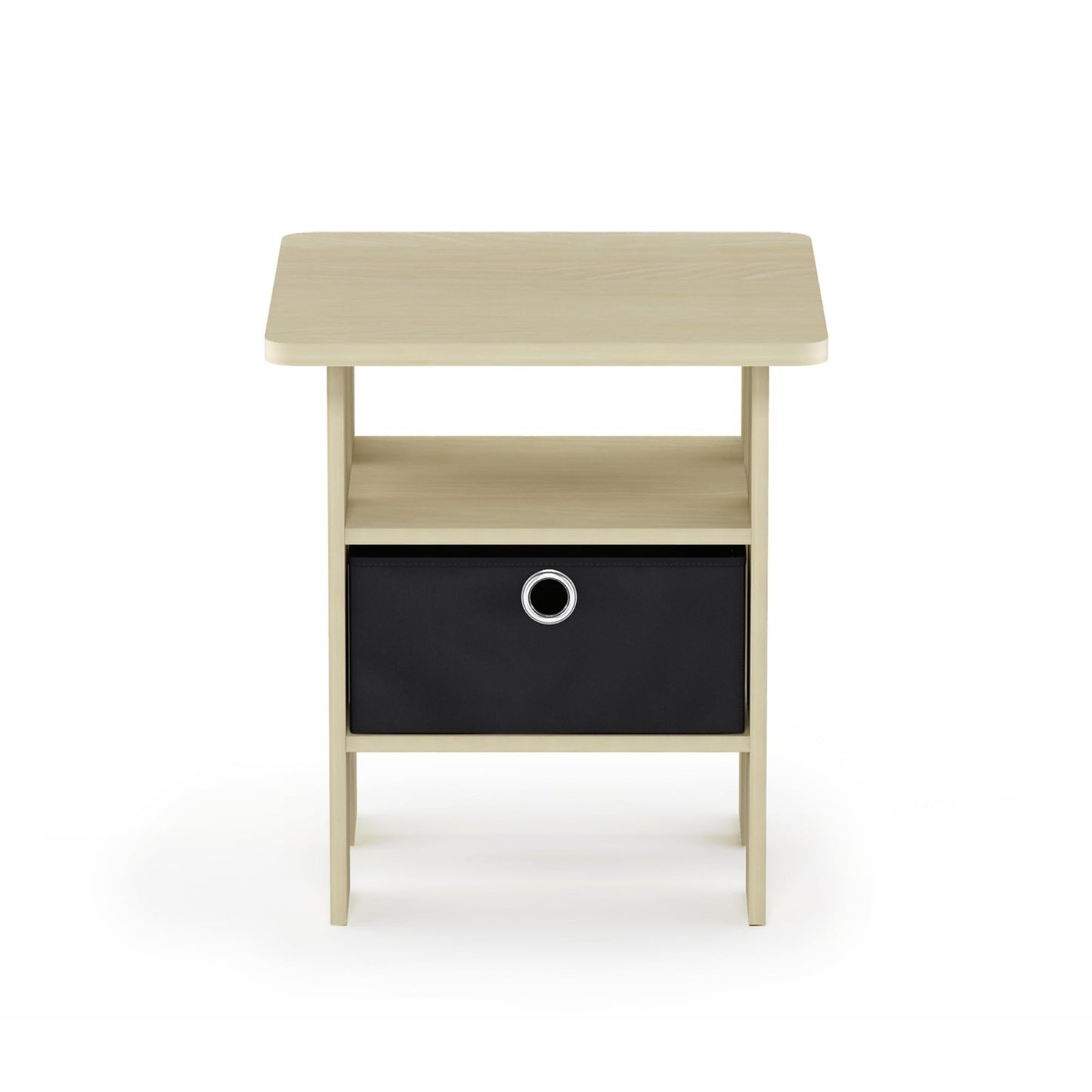 Modern Side Table with Open Shelves & Storage Bin - Versatile Nightstand for Liv6