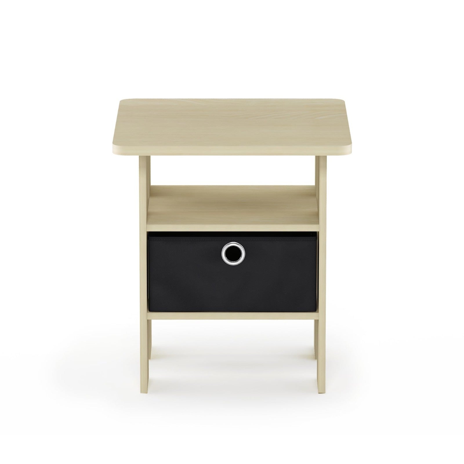 Modern Side Table with Open Shelves & Storage Bin - Versatile Nightstand for Liv6