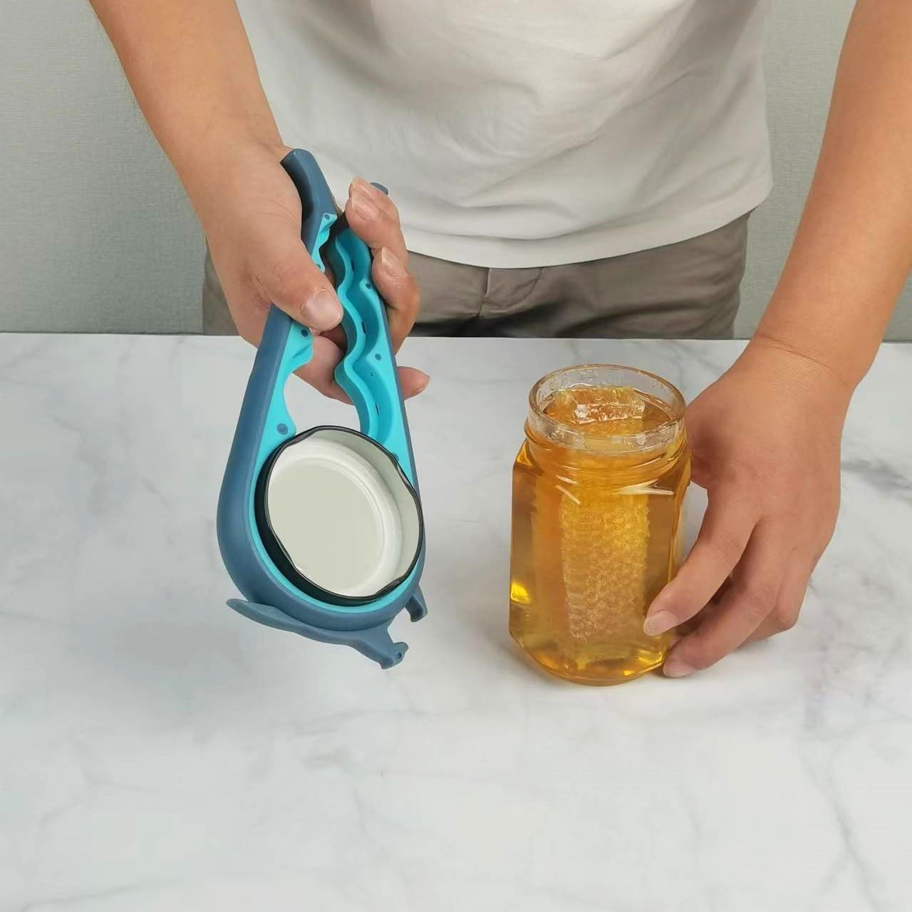 5 in 1 Jar Opener for Seniors & Arthritis   Adjustable Lid & Bottle Opener, Non 8