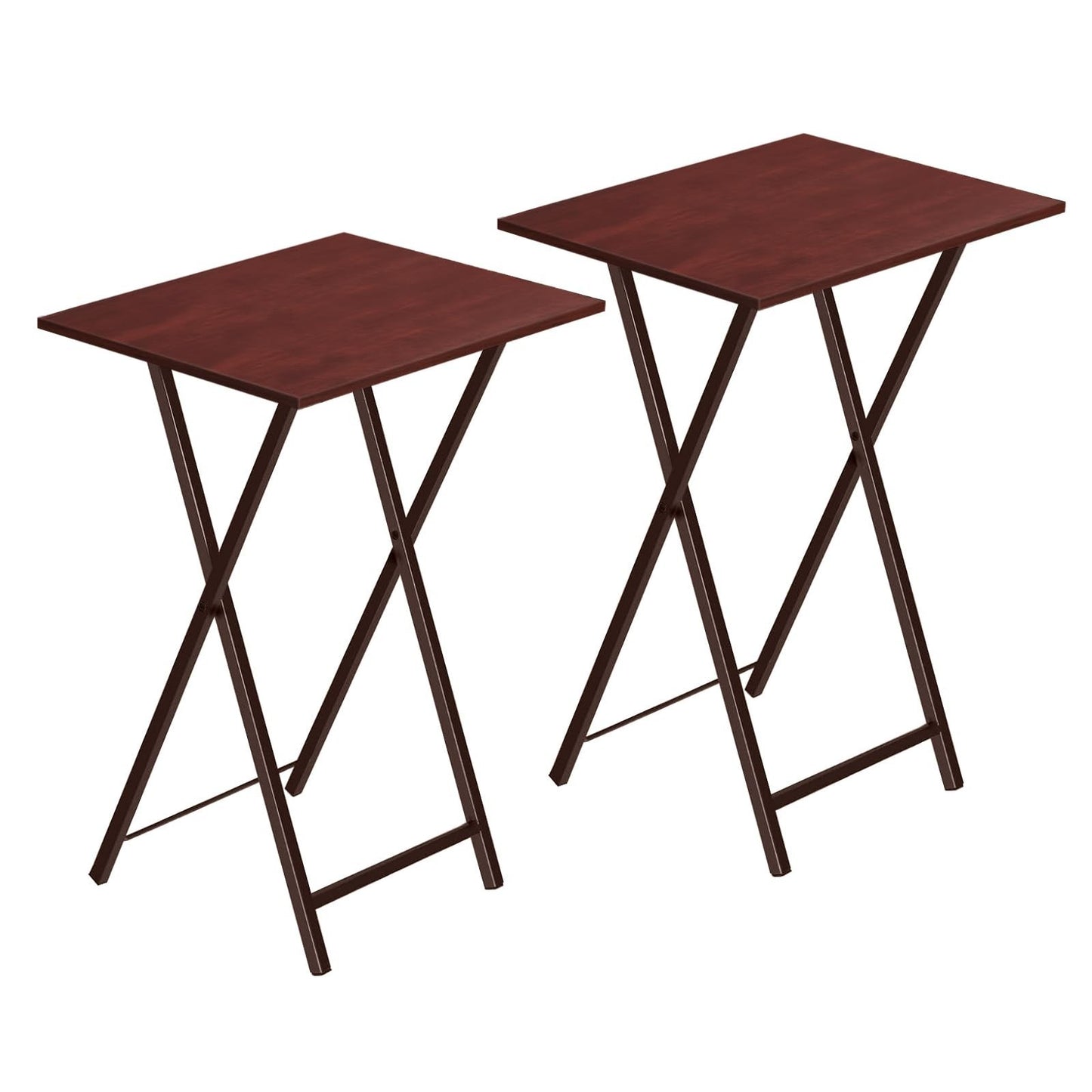 Set of 2 Folding Snack Tables for Small Spaces - Industrial Style, Easy Assembly1