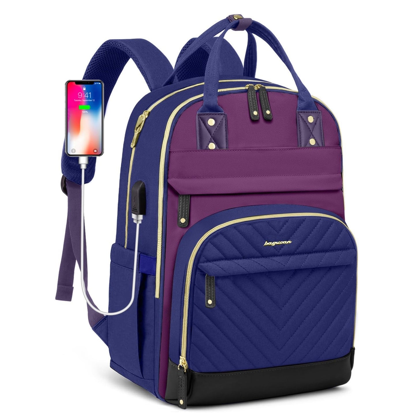 Stylish 15.6" Laptop Backpack for Women   Waterproof Travel Bag with USB Charger1