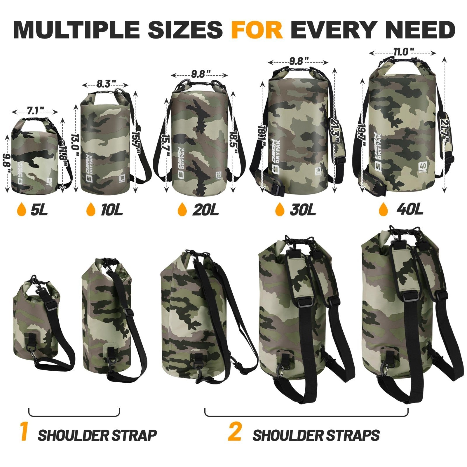 Waterproof Dry Bag 5L/10L/20L/30L/40L - Lightweight Roll Top Backpack for Travel1