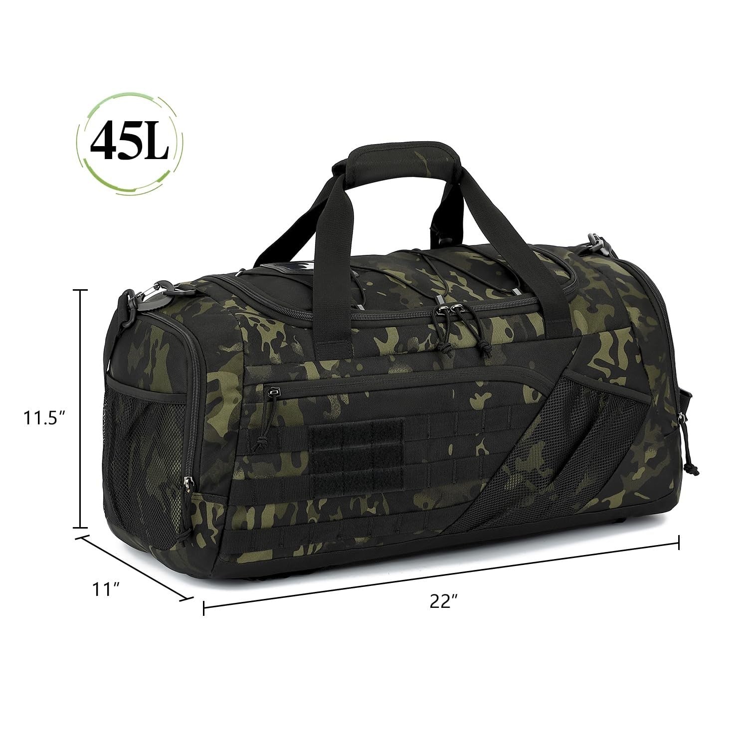 Multi Functional 45L Tactical Gym Duffle Backpack   Shoe Compartment, Wet Pocket6
