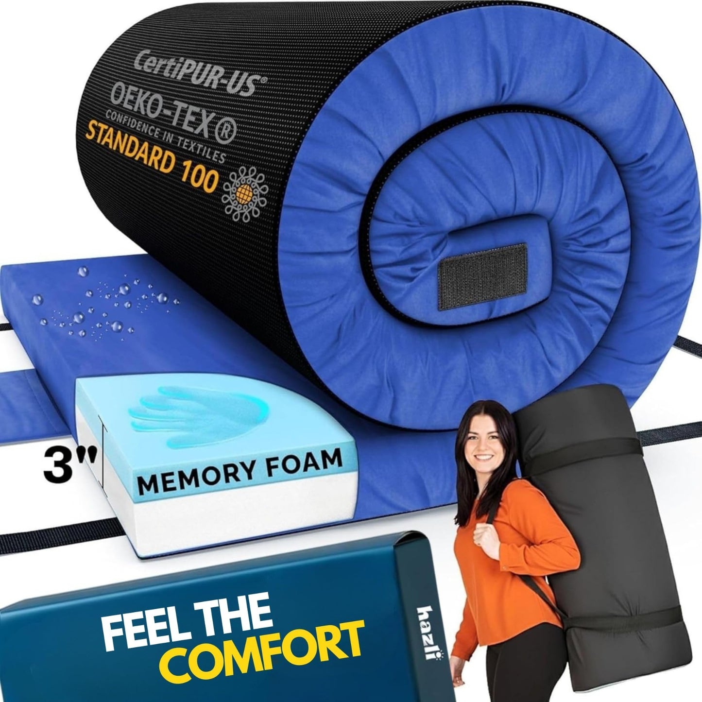 AirCell Memory Foam Camping Mattress Pad   Portable CertiPUR US Sleeping Mat for1