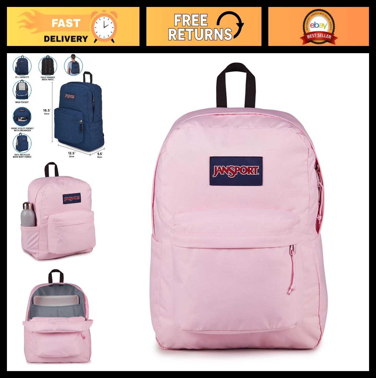 Durable Lightweight Backpack for School, Travel, Hiking   Multiple Colors Availa0