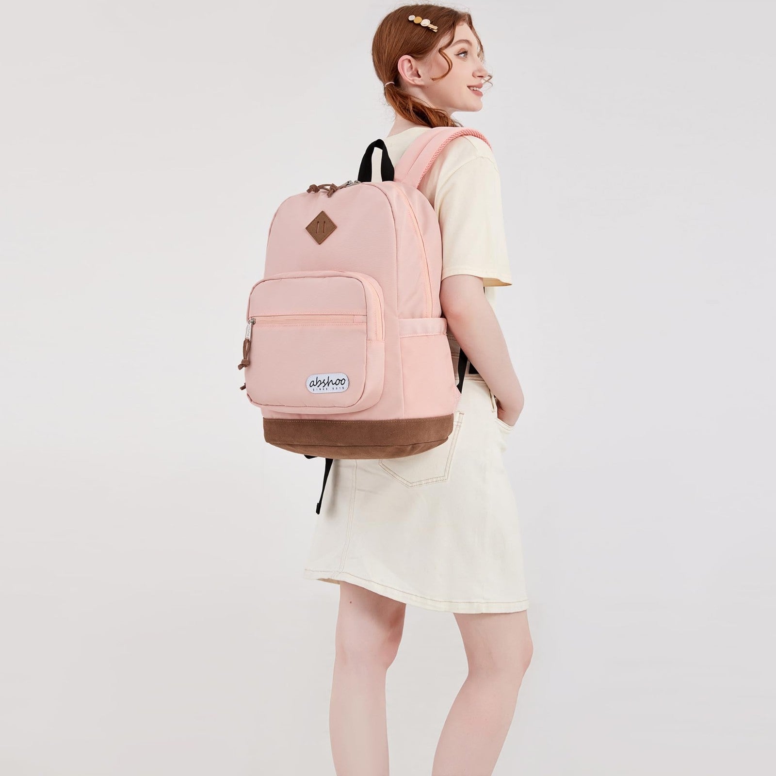 Classic Pink Backpack for School & College   Stylish Bookbag for Teens & Girls1