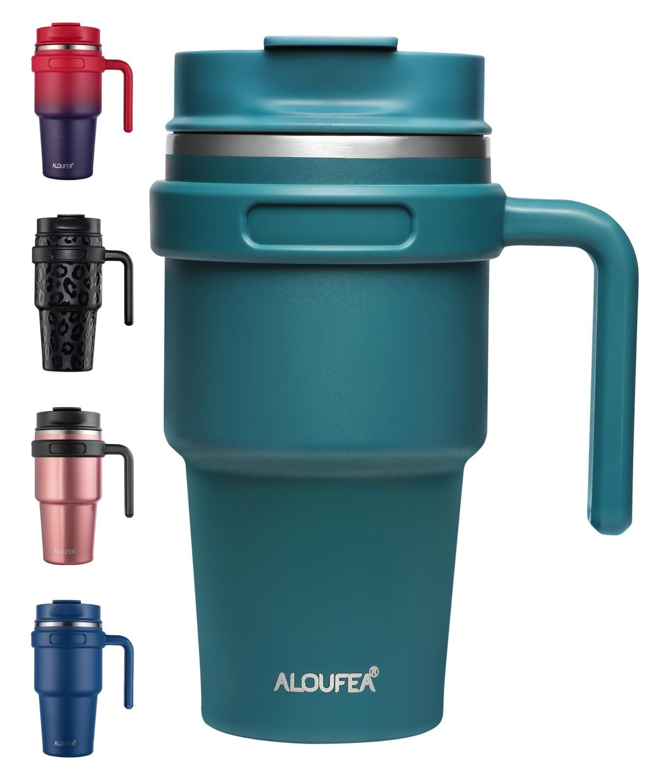 Insulated 20 oz Coffee Mug with Handle   Stainless Steel Travel Tumbler, Lid & S1