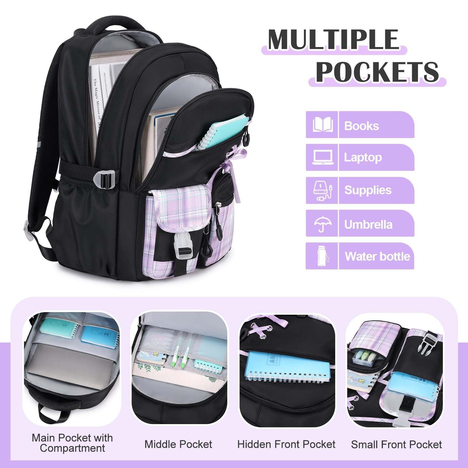 3PCS Girls School Backpack Set with Lunch Box & Pencil Pouch   Stylish & Durable3