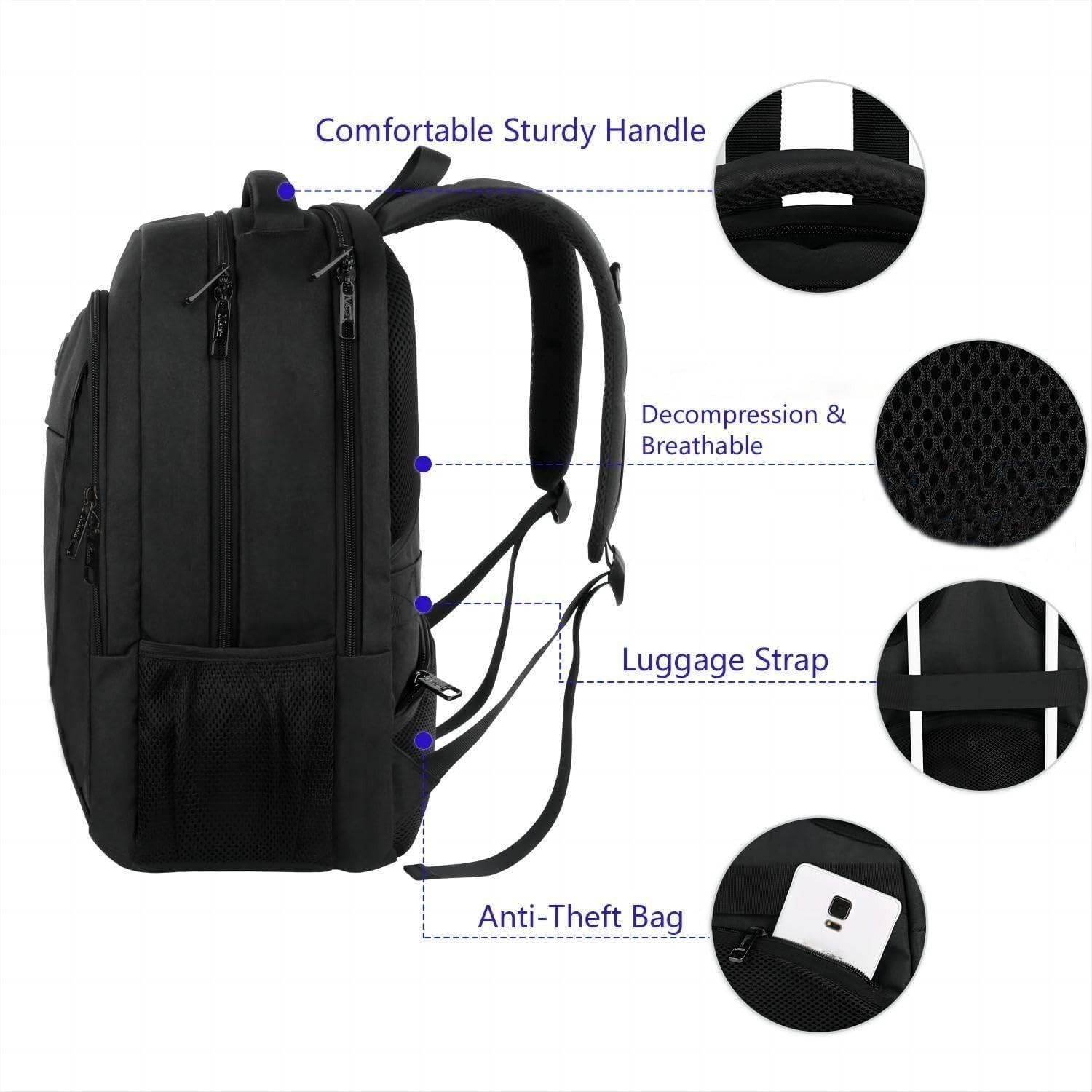15.6" Business Laptop Backpack, Travel Work Bag for Men & Women, Durable & Styli9