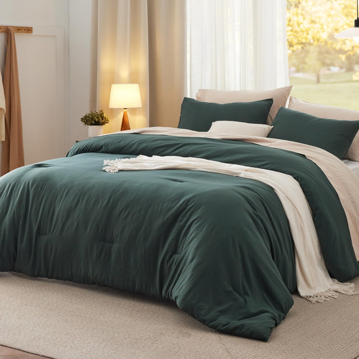 Twin/Twin XL Comforter Set - Forest Green Soft Bedding, 2 Pieces, Lightweight Al1