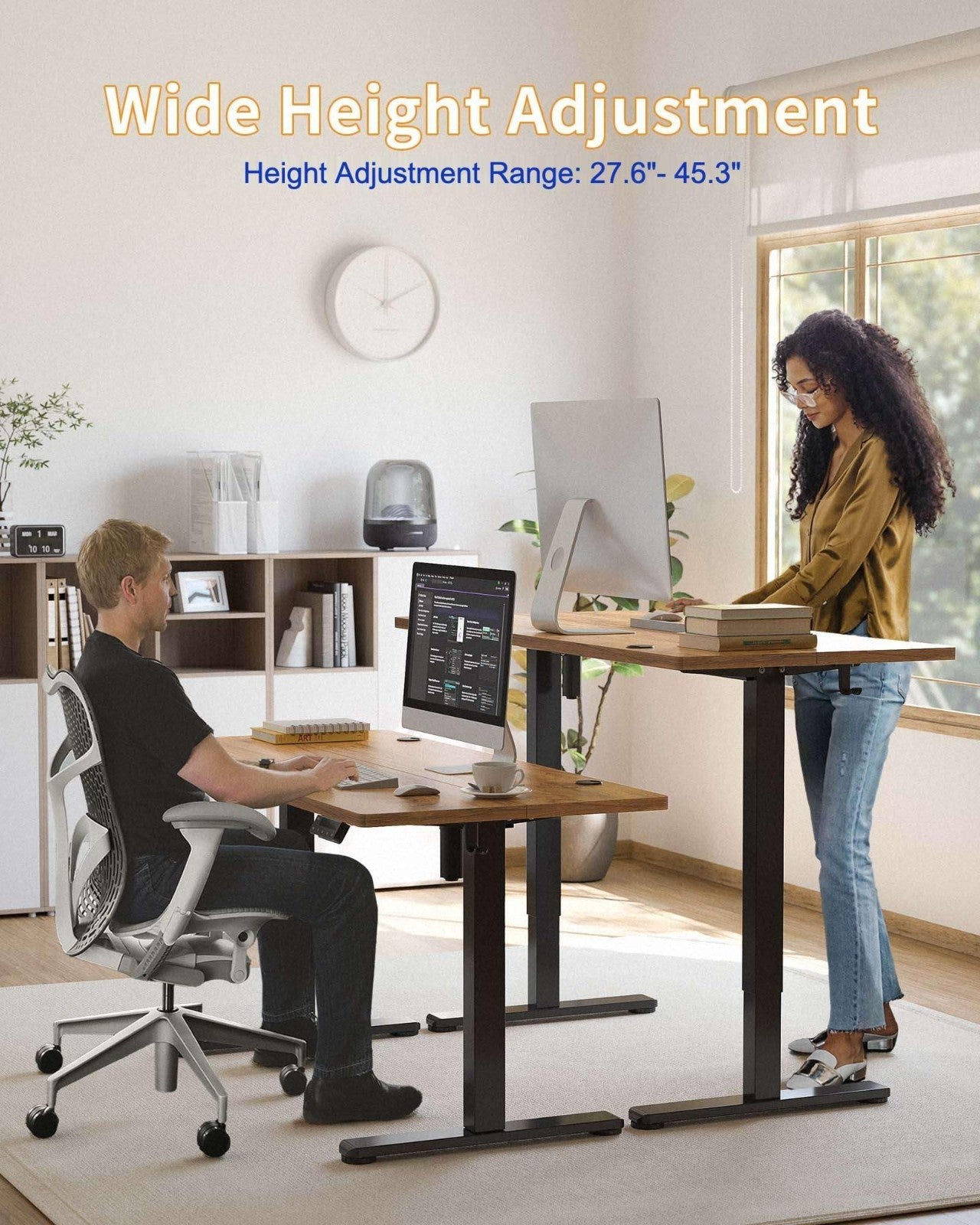 Adjustable Electric Standing Desk 48x24, Height-Adjustable Computer Desk for Hom3