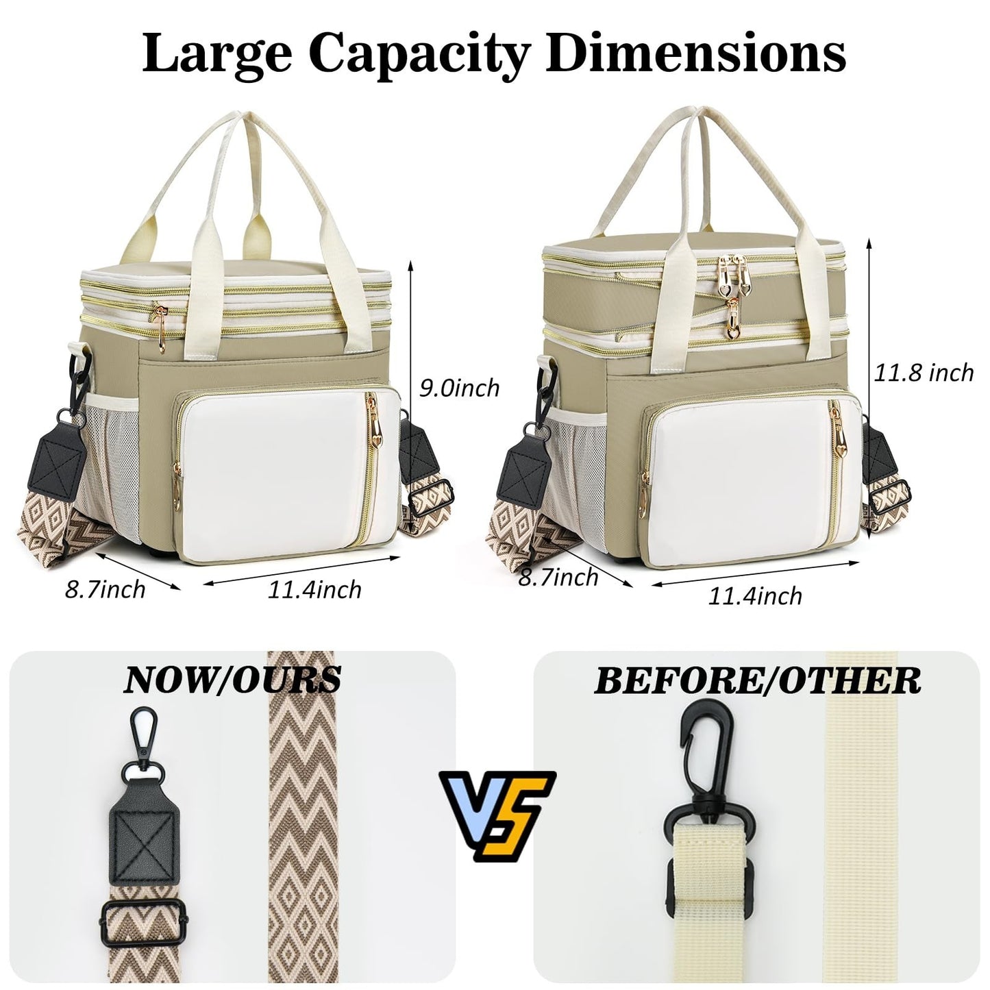 Insulated Lunch Bag - 16L Expandable Cooler Tote, Leakproof, Adjustable Strap fo2