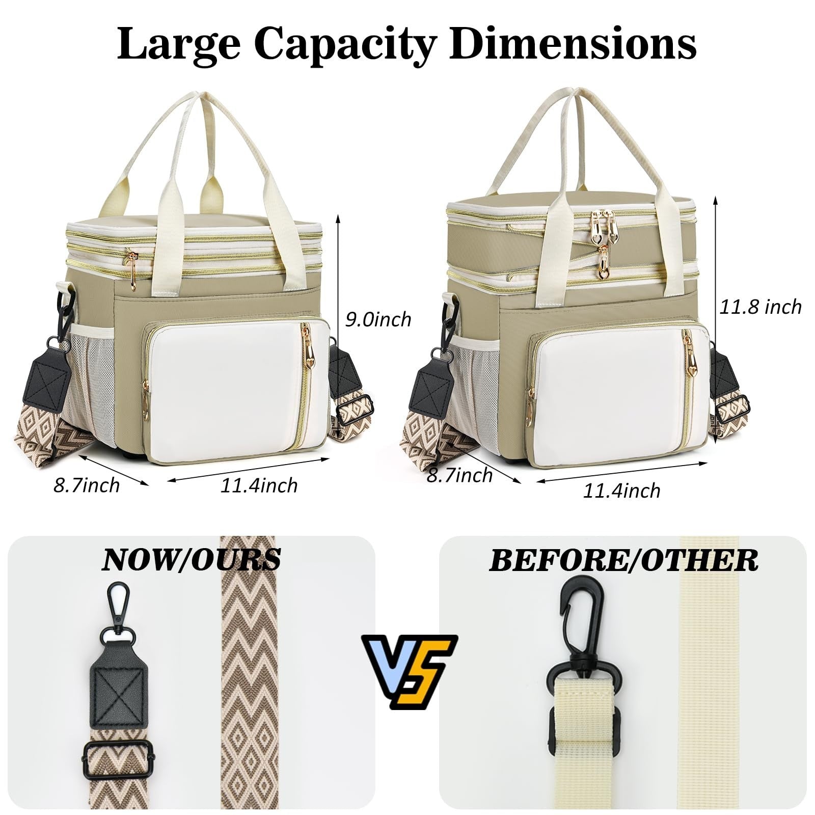 Insulated Lunch Bag - 16L Expandable Cooler Tote, Leakproof, Adjustable Strap fo2