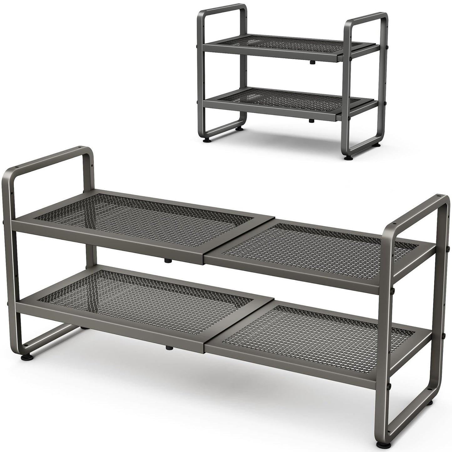 Expandable Shoe Rack Organizer   Adjustable Metal Storage Shelf, Stackable 2 Tie1