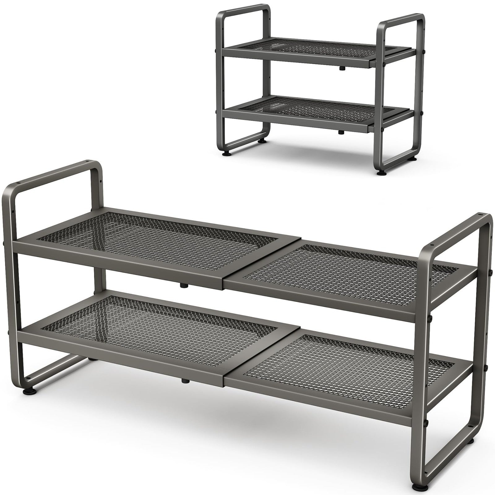Expandable Shoe Rack Organizer   Adjustable Metal Storage Shelf, Stackable 2 Tie1