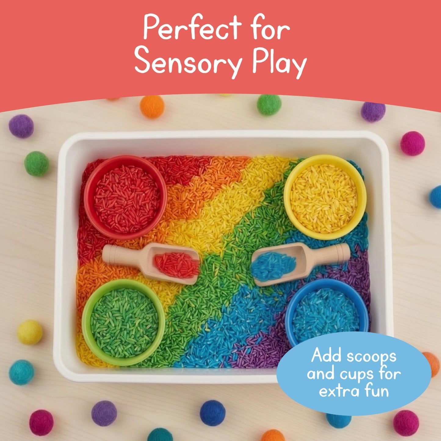 Colorful Sensory Play Rice for Kids - 6 Pack (6 lbs Total) Non-Toxic Bin Fillers6