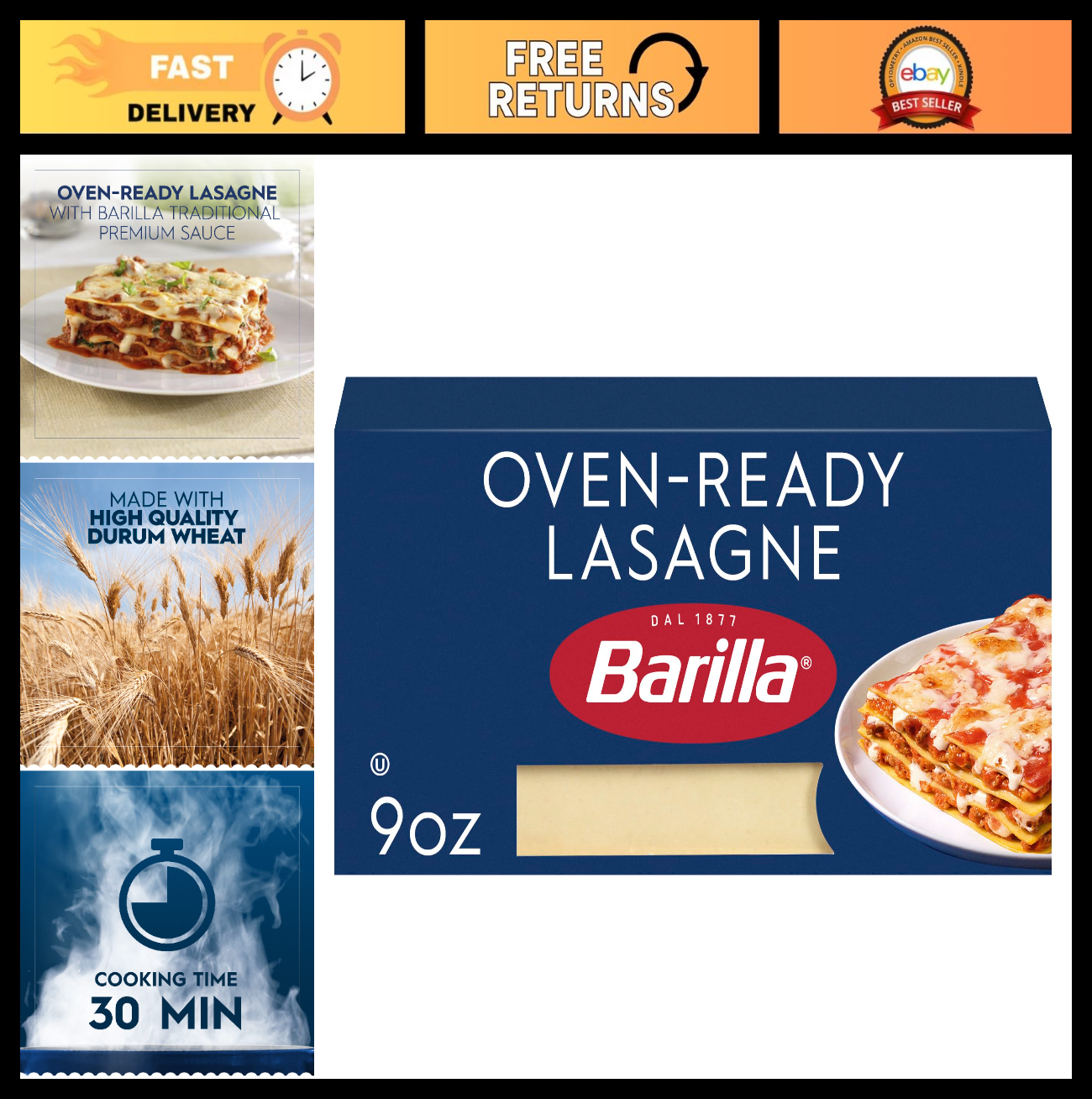 Oven Ready Lasagna Pasta Sheets - 9oz, No Boil, Perfect for Easy Baking0