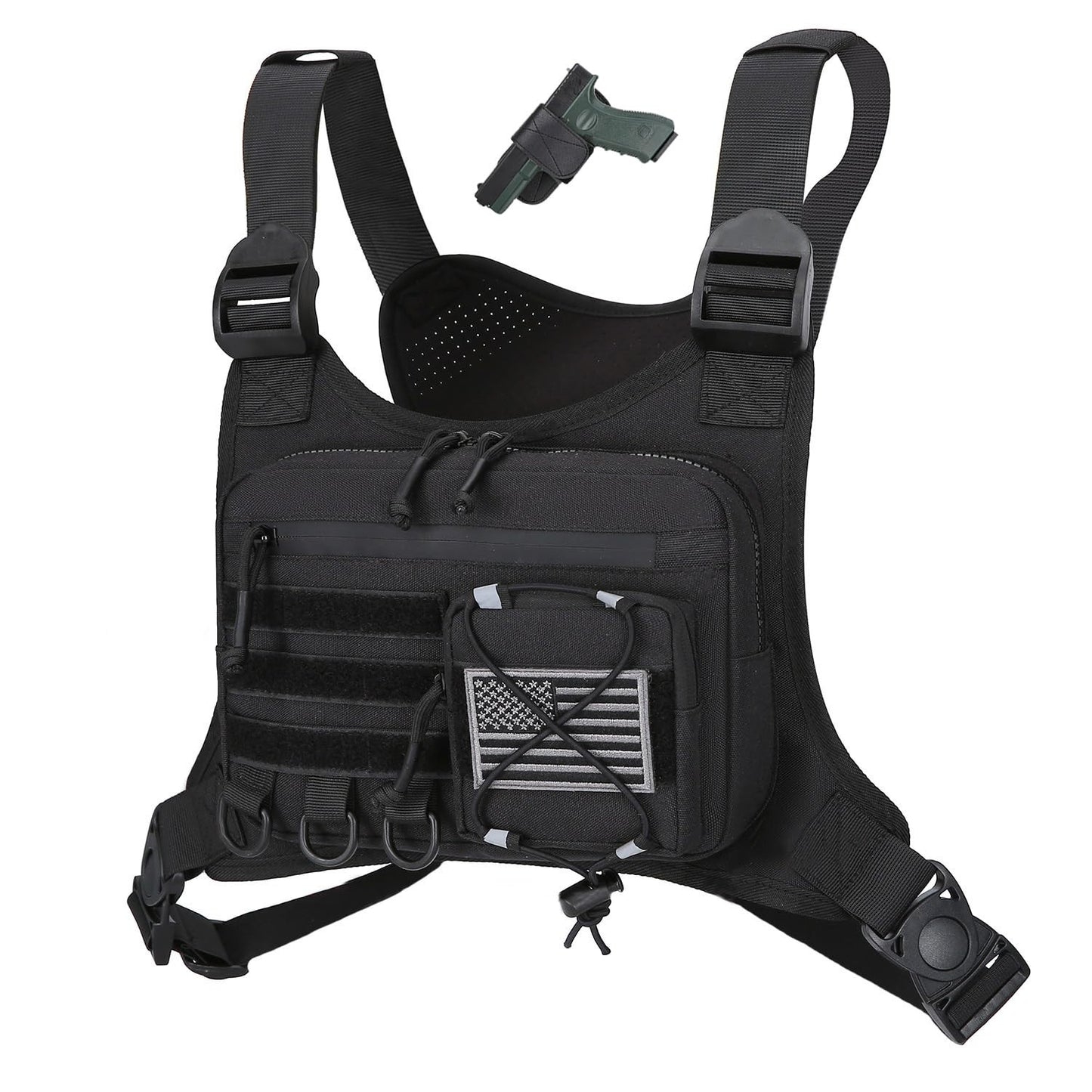 Men's Outdoor Chest Bag - EDC Travel Vest Holster for Running & Hiking, Fits Mos1