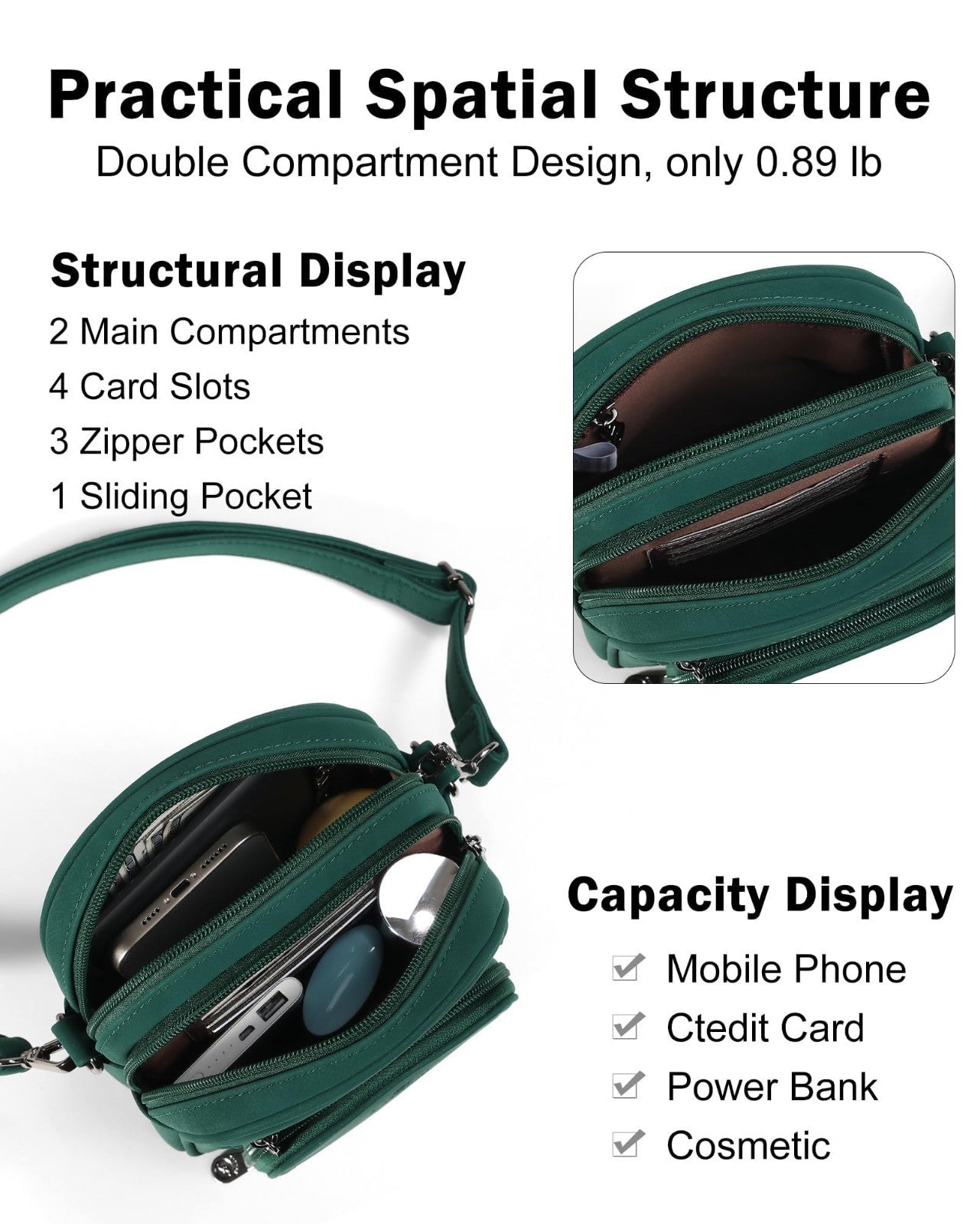 Stylish Small Crossbody Purses for Women, RFID Anti-Theft, 4 Card Slots4