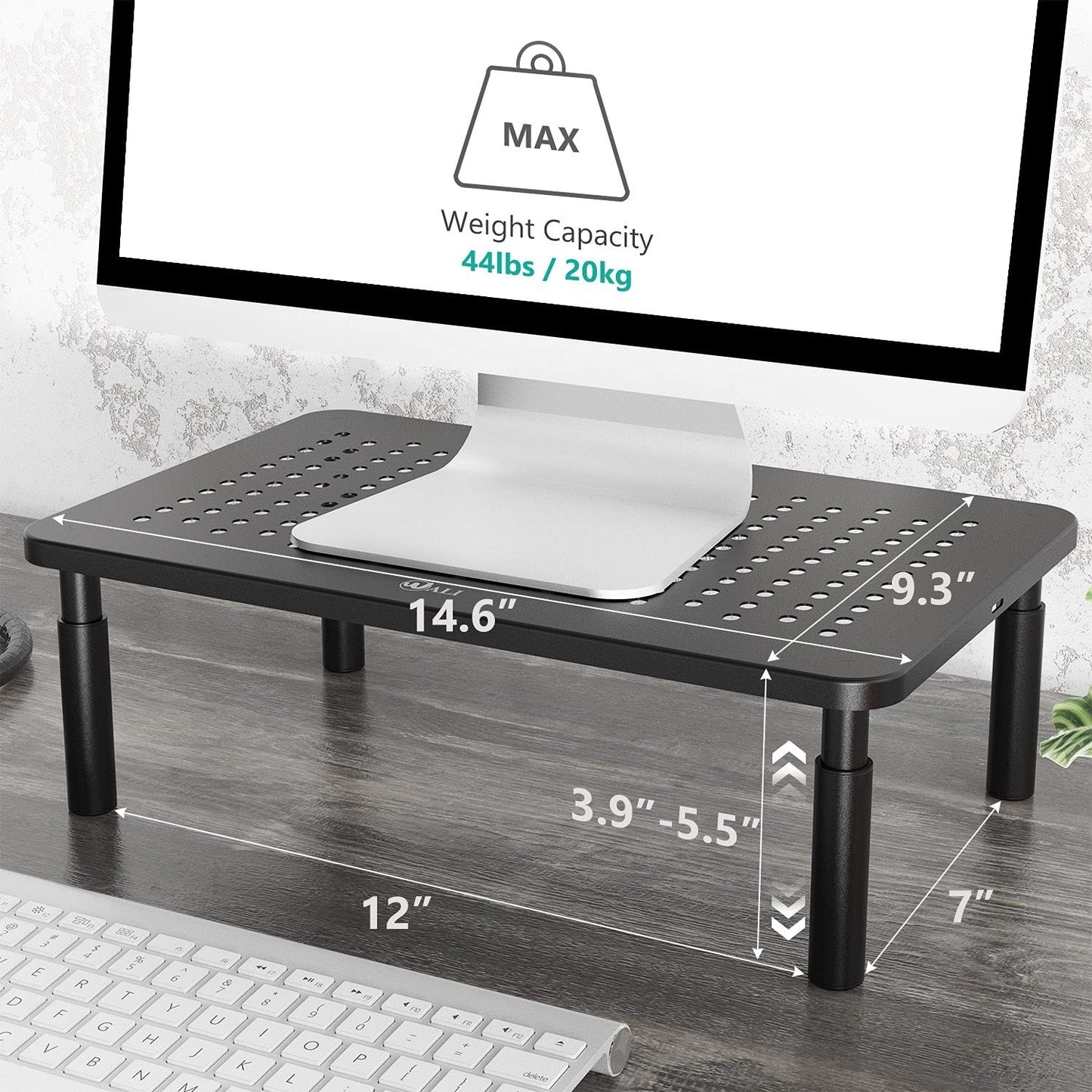 Adjustable Monitor Stand Riser with Storage, Desk Organizer for Home/Office, Bla2