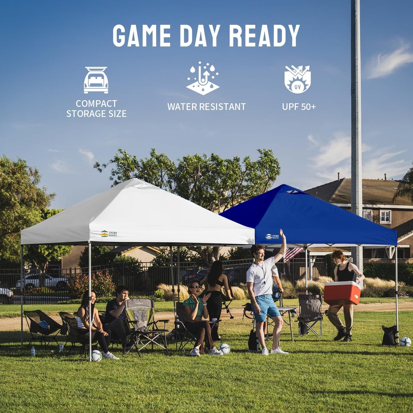 12x12 Pop Up Canopy Tent   One Push Setup, Easy Outdoor Sun Shade, Portable Gaze7