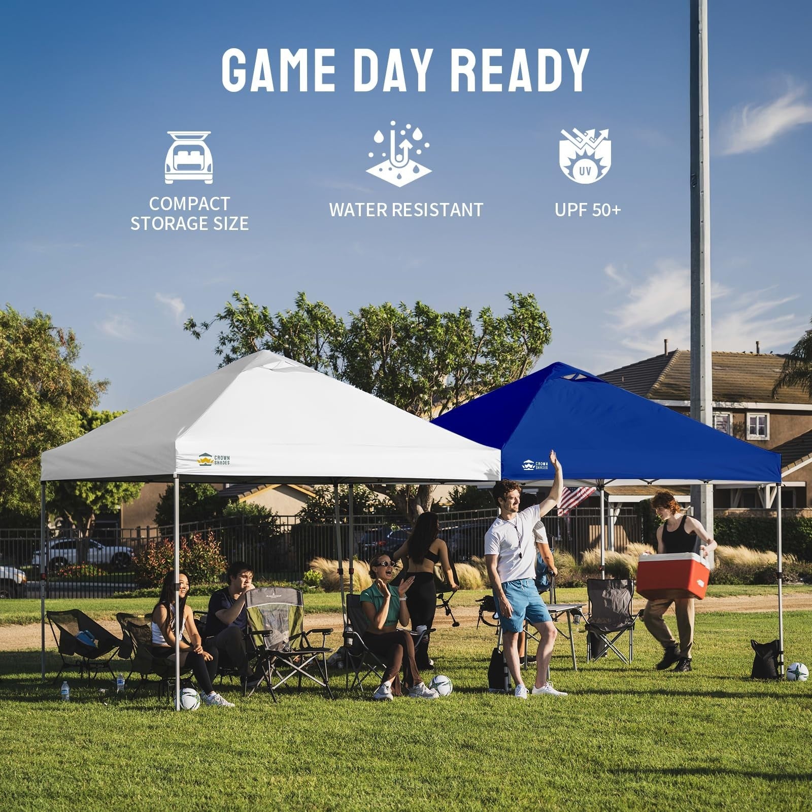 12x12 Pop Up Canopy Tent   One Push Setup, Easy Outdoor Sun Shade, Portable Gaze7