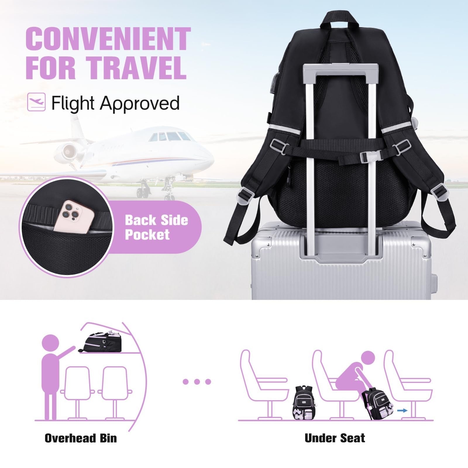 Cute Bow Backpack for Girls   School Bag with Lunch Bag & Pen Case, Stylish & Fu6