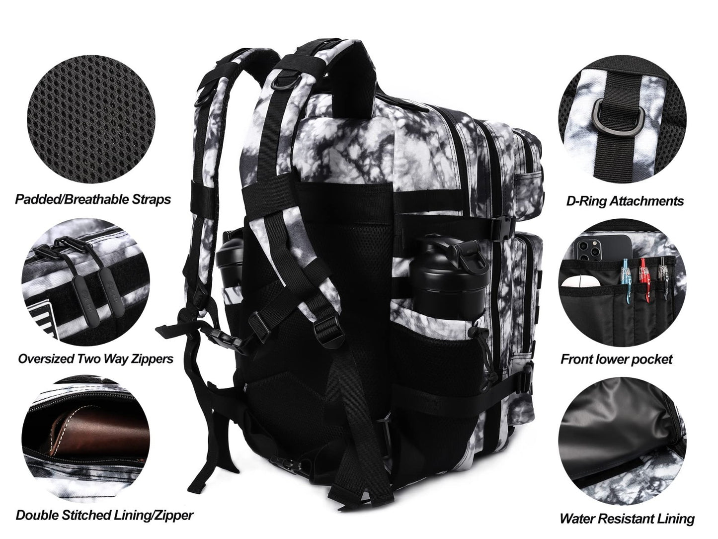 Tactical 45L Military Backpack for Men & Women   3 Day Assault Rucksack, Molle S4