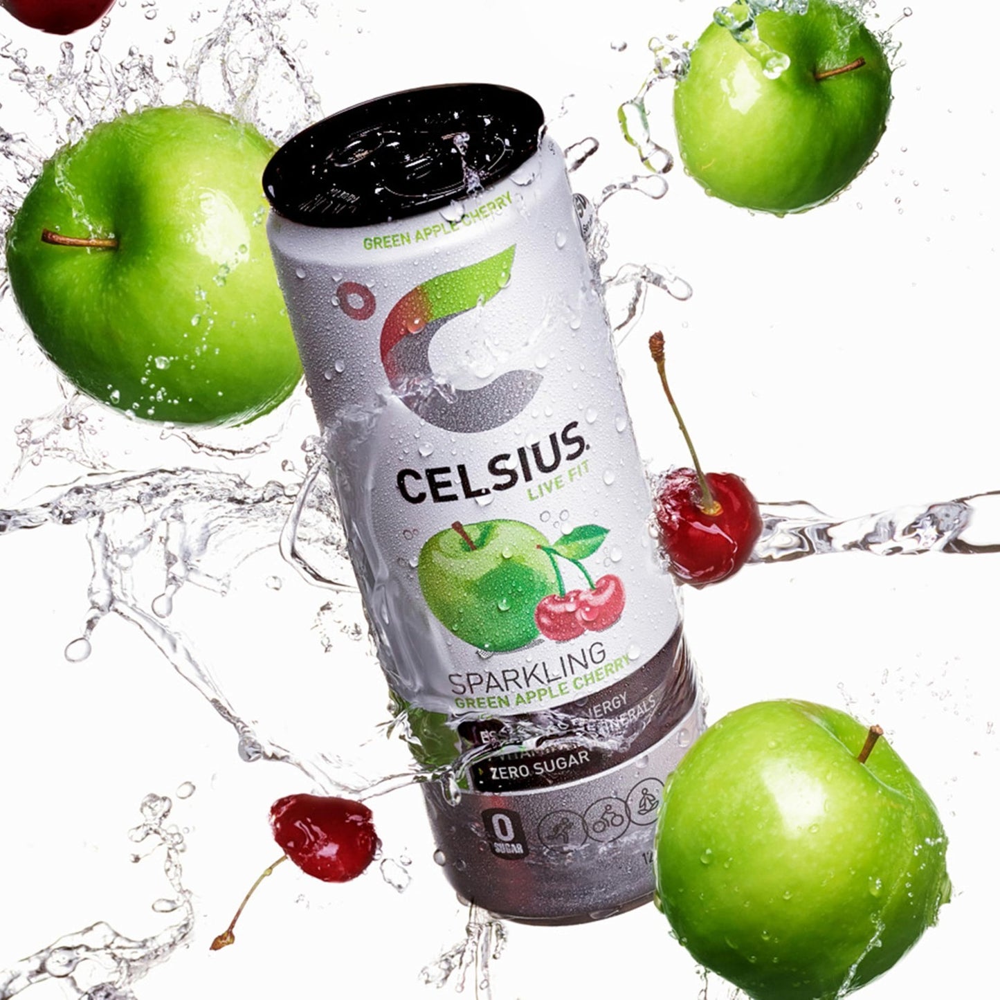 Sparkling Green Apple Cherry Energy Drink, Sugar Free, 12 Fl Oz, 12 Pack5