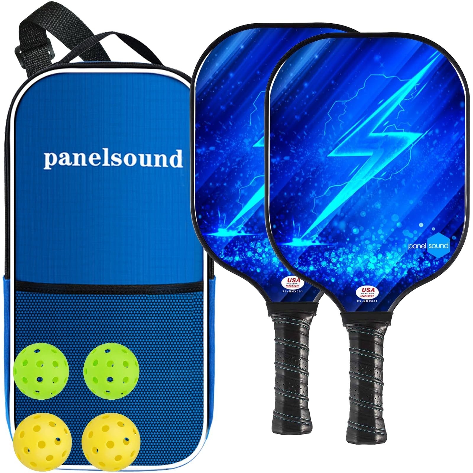 Pickleball Paddle Set of 2 or 4 - USAPA Approved Fiberglass Rackets + 4 Balls &1