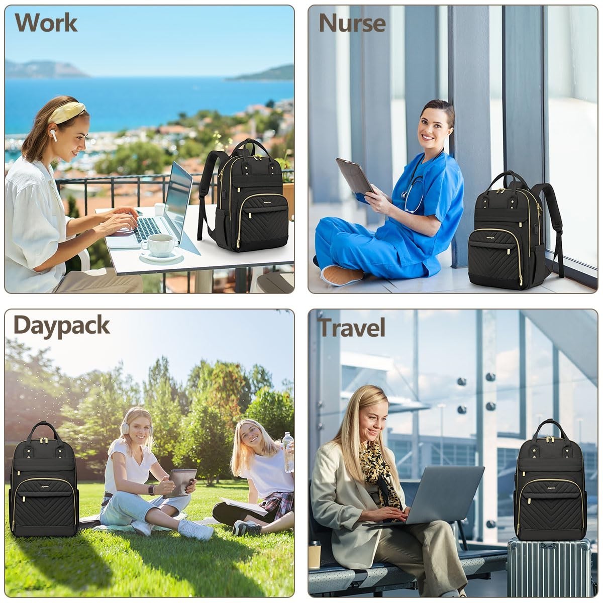 Stylish 18" Laptop Backpack for Women   Work & Travel Bag with USB Charger5