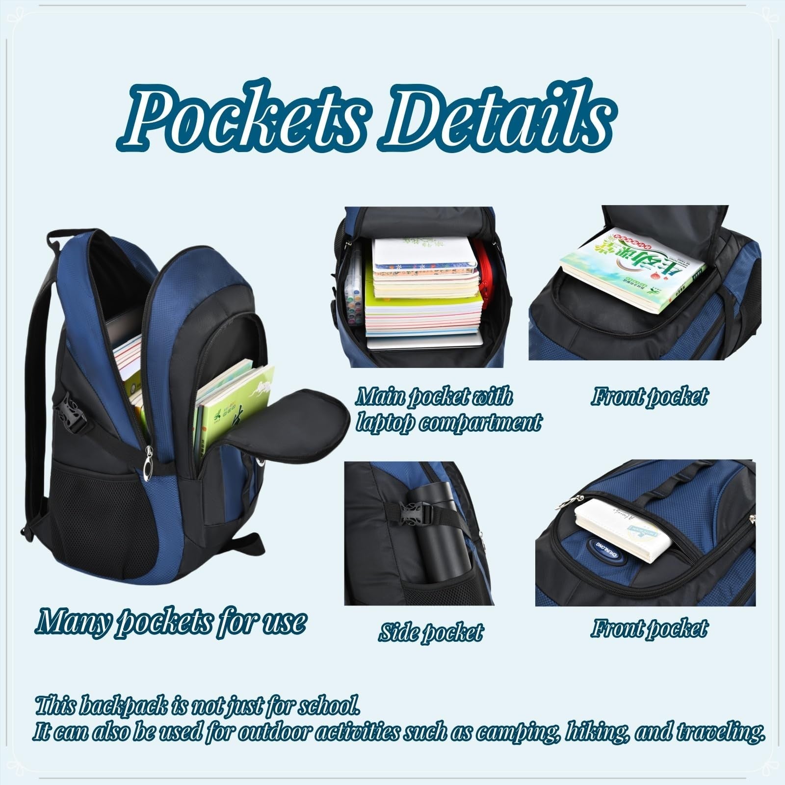 Teens School Backpack Casual Daypack for Students, Book Bag, Lightweight & Durab3