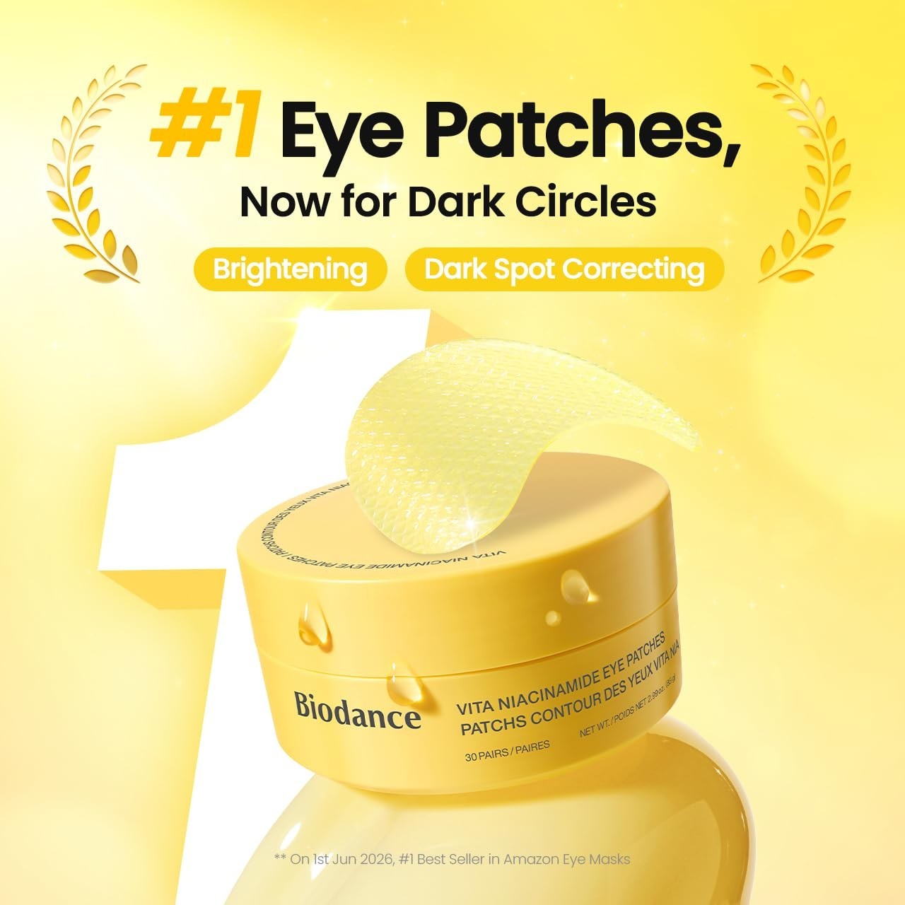 Niacinamide Eye Patches for Dark Circles & Dull Skin, 60 Count | Travel Essentia2