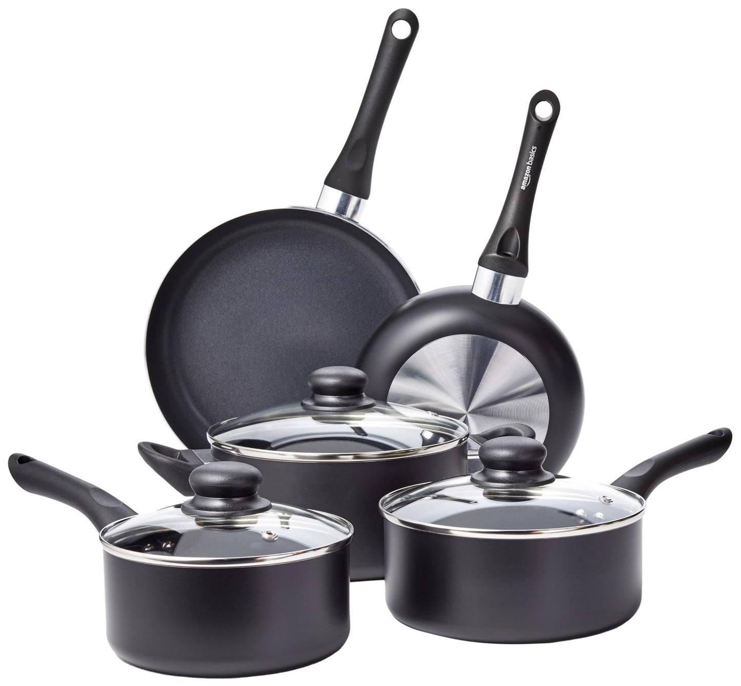 Non Stick 8 Piece Cookware Set, Pots & Pans, Kitchen Essentials, Black Finish1