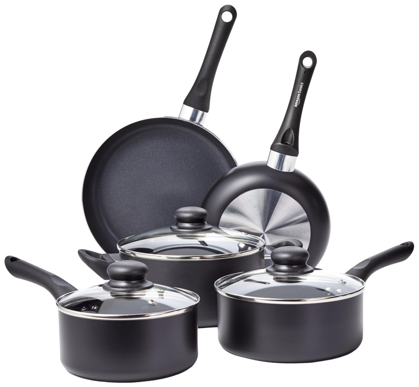 Non Stick 8 Piece Cookware Set, Pots & Pans, Kitchen Essentials, Black Finish1